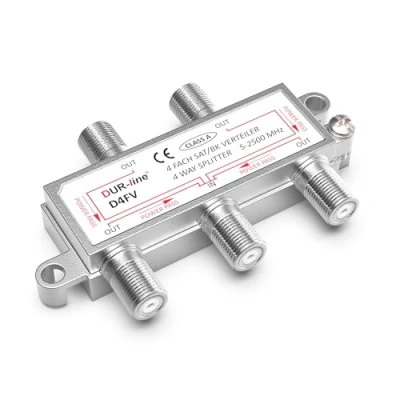 Abbildung von DUR line Sat &amp; BK Verteiler 4 Fach Splitter voll geschirmt Unicable HD tauglich für Anlagen DVB S2 BK, UKW, DC Durchlass, TV Antennen