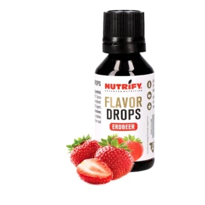 Abbildung von NUTRIFY Flavor Drops Erdbeere 30 ml, Aromatropfen ohne Kalorien, mehr Erdbeergeschmack in Lebensmittel &amp; Getränke, zuckerfrei, fettfrei, vegan, künstliche Farbstoffe, Erdbeeraroma Strawberry