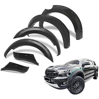 Abbildung von JHCHAN Radkästen Kotflügelverbreiterungen für Ford Ranger 2015 2022 Wildtrak Raptor Limited XL XLT Platinum Tremor T7 T8 MK2 MK3 Doppelkabinen (OHNE PDC)