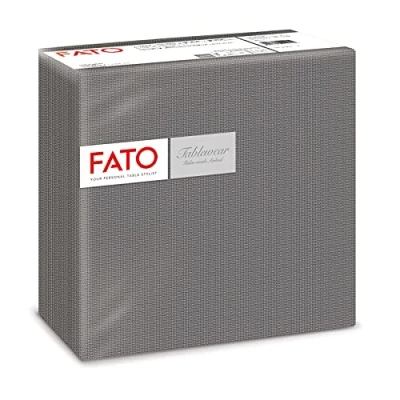 Abbildung von Fato Trockene Papierservietten, Airlaid, Textileffekt, Packung mit 50 Servietten, Größe 40x40, 4 fach gefaltet, Farbton Decor Black Titanium