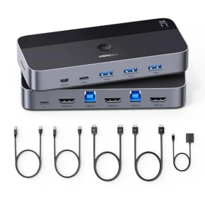 Abbildung von UGREEN KVM Umschalter CM664 3xUSB A,2xUSB B,2xUSB C,3xHDMI,micro USB schwarz