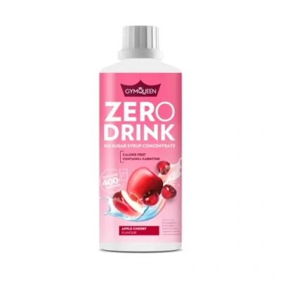 Abbildung von GymQueen Zero Drink Apfel Kirsche 1000ml, kalorienarmes und zuckerfreies Getränkekonzentrat, angereichert mit B Vitaminen Carnitin, Getränke Sirup für Erfrischungsgetränke