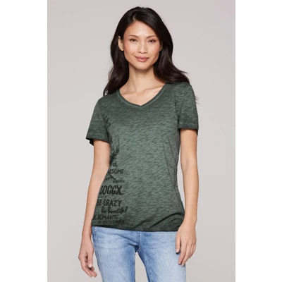 Abbildung von Soccx MIT Gummizugsaum UND Label Tshirt print, Damen, Größe: Large, Green shadow
