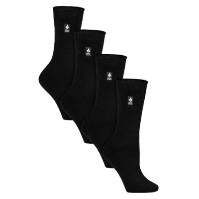 Abbildung von HEAT HOLDERS Ultra Lite Damen 4er Pack Thermosocken für Winter Socken mit Innenfleece (37 42, Schwarz)
