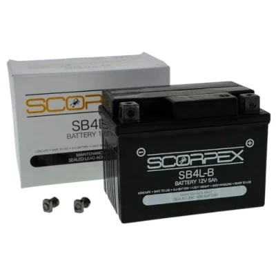 Abbildung von SCORPEX 12V 5Ah SLA4L BS Motorrad Batterie, wartungsfrei versiegelt und vorgeladen kompatibel mit 50411, 504011002, YTX4L BS, YTX5L GTX5L Roller Quad Moped