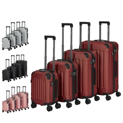 Abbildung von Arebos Kofferset Reisekoffer 4er Set Hartschalen Koffer Trolley S M L XL Set, 4 Rollen, (Set, Rot), Teleskopstange