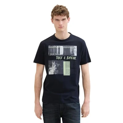 Abbildung von TOM Tailor MIT Fotoprint Tshirt print, Herren, Größe: Large, Sky captain blue