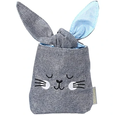 Abbildung von Papierdrachen Osternest Stoff Ohren Hasen Osterkorb Blau Tasche mit Hasenohren aus Stabiler Baumwolle gesticktem Gesicht Geschenk zu Ostern zum Sammeln von Ostereiern Set 1