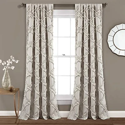 Abbildung von Lush Decor Rüschen Diamant Fenstervorhang, 213,4 x 137,2 cm, neutral