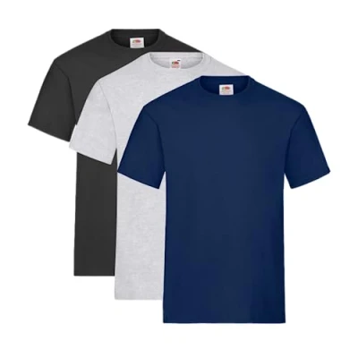 Abbildung von Fruit of the Loom Herren Heavy T Shirt 3er Pack, Schwarz/Grau/Marineblau, XXL