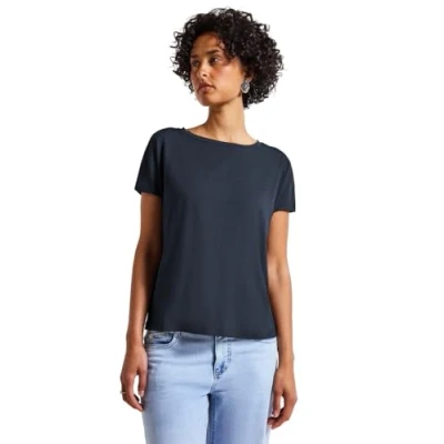 Abbildung von STREET ONE Damen 3226969 Jersey Shirt mit Mesh Detail, Deepwater Blue, 34