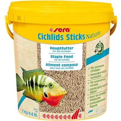 Abbildung von sera Cichlids Sticks Nature 10 L (2 kg) Basisfutter für größere Cichliden, Barschfutter fürs Aquarium, Fischfutter Aquarium