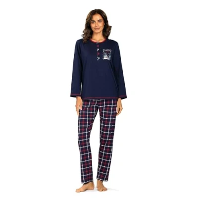 Abbildung von comtessa Schlafanzug Cosy Winter (Set, 2 tlg., teilig) Damen Pyjama lang Langarm Baumwolle geknöpft