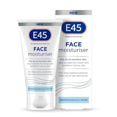 Abbildung von E45 Gesichtsfeuchtigkeitscreme Gesichtscreme für eine langlebige Feuchtigkeit Creme trockene und empfindliche Haut Dermatitis Ekzemcreme nicht fettende Formel Dermatologisch getestet