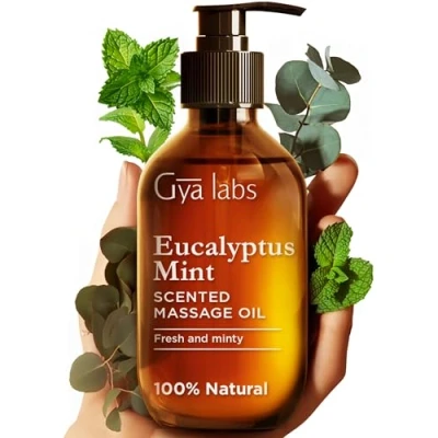 Abbildung von Gya Labs Eukalyptus Minze Massageöle Aromatherapie Massageöl für Schmerzende Muskeln Jojoba, Argan, Sonnenblume, Mandel, Vitamin E &amp; (200 ml)