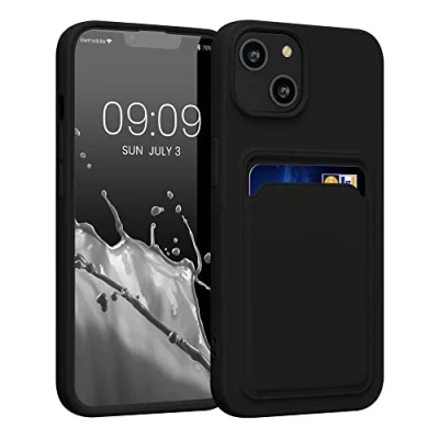 Abbildung von kwmobile Handyhülle kompatibel mit Apple iPhone 14 Hülle Handy Cover Fach für Karten in Schwarz
