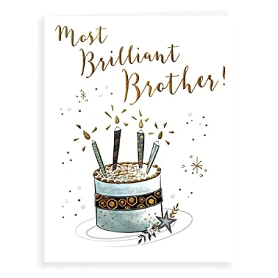 Abbildung von Piccadilly Greetings Koko Designs K70034 Geburtstagskarte für Bruder, 20,3 x 15,2 cm, Grau, Gelb, Weiß, Braun