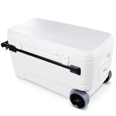 Abbildung von Igloo Kühlbox Glide 110 mit Teleskopgriff und großen Rädern, 104 Liter für Boot, Angeln, Camping Freizeit