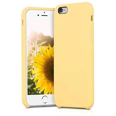 Abbildung von kwmobile Hülle kompatibel mit Apple iPhone 6 / 6S Silikon Handy Case Handyhülle weiche Oberfläche kabelloses Laden Gelb matt