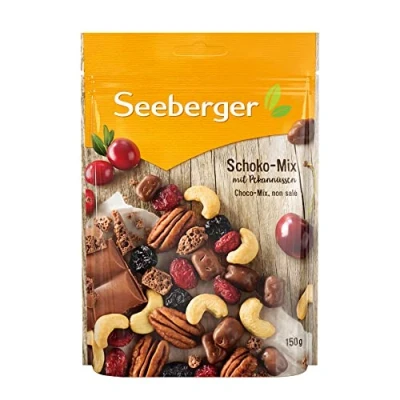 Abbildung von Seeberger Schoko Mix, Einzigartige Schokoladen Mischung mit Pekannüssen, Cashews, Cranberries und Kirschen knackig &amp; lecker (1 x 150 g)