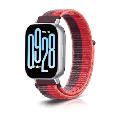 Abbildung von KoGiio Armband für Xiaomi Redmi Watch 5 Lite/Xiaomi Active/Xiaomi S4 Sport/Watch 2/Watch S3 /Huawei GT 5/5 PRO/4 46mm, 22mm Nylon Sanft Einstellbare Uhrenarmband Lila/Rot