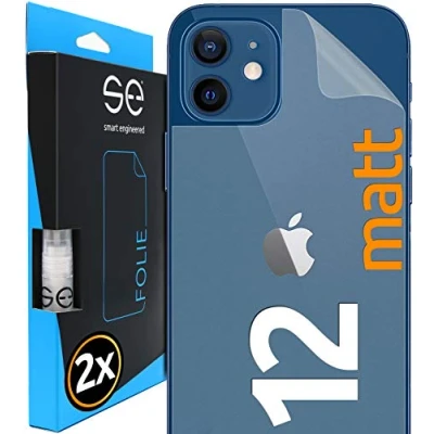 Abbildung von smart engineered [2 Stück] Entspiegelte 3D Schutzfolien für die Rückseite kompatibel mit Apple iPhone 12, matt, selbstheilender Schutz vor Schmutz und Kratzern, Backcover, kein Schutzglas