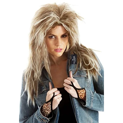Abbildung von ALLAURA 80er Jahre Tina Rock Diva Kostüm Perücke Rocker Damen Braun Blond
