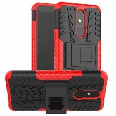 Abbildung von betterfon LG K30 2019 Hülle Outdoor Handy Tasche Hybrid Case Schutzhülle Panzer TPU Silikon Hard Schale Cover Bumper für Rot