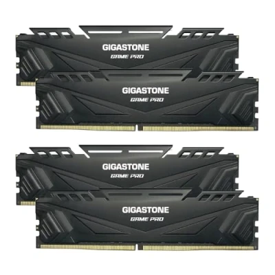 Abbildung von 【DDR4 RAM】 GIGASTONE Game PRO 32GB Kit(4x8GB) DDR4 3200MHz PC4 25600 CL16 18 40 Intel XMP 2.0 AMD Ryzen 1.35V UDIMM 288Pin Nicht ECC ungepuffert Desktop Hochleistung Arbeitsspeicher Black