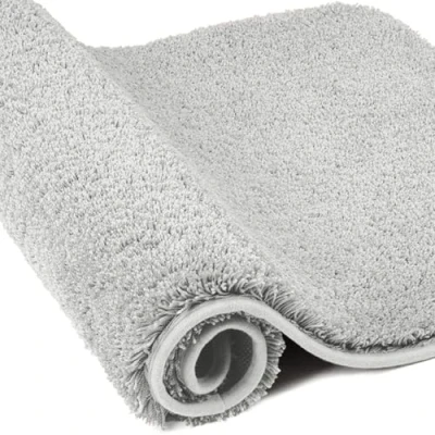 Abbildung von wyewye Mikrofaser Badematte, Fußmatte, 2 cm, super dicker Badteppich, saugfähig, Badezimmerteppich, 60 x 120 Hellgrau