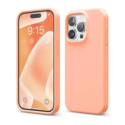 Abbildung von elago Schutzhülle aus Flüssigsilikon, kompatibel mit iPhone 15 Pro, Premium Qualität, Rundumschutz [stoßfeste Struktur 4 Schichten], weiches Mikrofaserfutter, Kratzfest (Lachs)