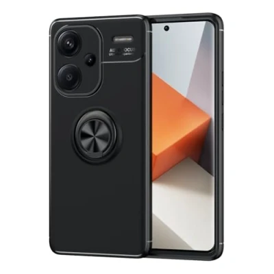 Abbildung von DEDUX Hülle kompatibel Mit Xiaomi Redmi Note 13 Pro Plus 5G / Pro+ 5G, Ultradünnes Weiches Silikon Magnetischen Autohalterungen Handyhülle 360 Verdrehbare Ring. Schwarz +
