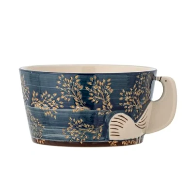Abbildung von Bloomingville Schüssel Hezha, Steingut, in Blau, 460ml, mit Vogelmotiv