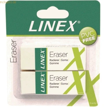Abbildung von Linex ER30 2B Radiergummi, Radierer PVC frei, radiert Bleistift rückstandslos, weiß, 2 Stück
