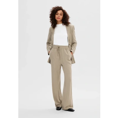 Abbildung von Selected Femme Slfviva Gulia LONG Stoffhose, Damen, Größe: 34, Greige