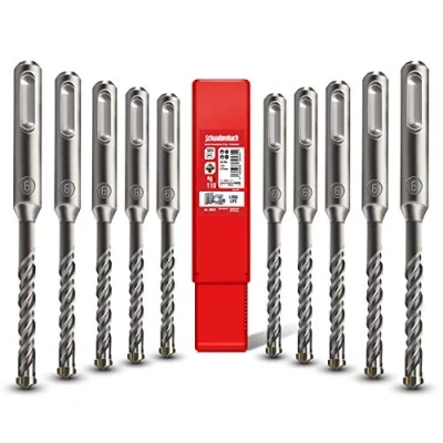 Abbildung von SCHWABENBACH ® SDS Plus Betonbohrer Set 10tlg. Bohrer 6mm x 110mm Premium Qualität für Stein und Beton Kompatibel mit Bosch, Hilti, Metabo Bohrhammer