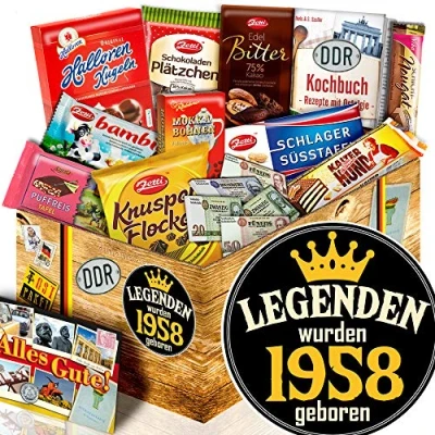 Abbildung von Legenden 1958 / DDR Korb Schokolade Geschenk Geburtstag