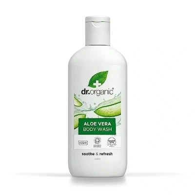 Abbildung von Dr. Organic Aloe Vera Körperwäsche, Duschgel, natürlich, vegan, tierversuchsfrei, paraben und SLS frei, recycelbar recycelter ozeangebundener Kunststoff, zertifiziert biologisch, 250ml