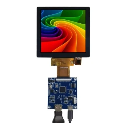 Abbildung von VSDISPLAY Kapazitiver Touchscreen (4 Zoll / 4 Zoll, 720 x 720, 300 nit, IPS, MIPI, LCD, quadratisch, 10,2 cm) und Micro HDMI Controller Platine, 40 polig