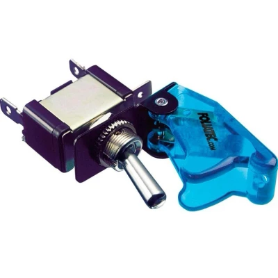 Abbildung von FOLIATEC Kill Switch ON/OFF Schalter Kippschalter für 6 24 V / 10 40 Ampere, cover blau transparent