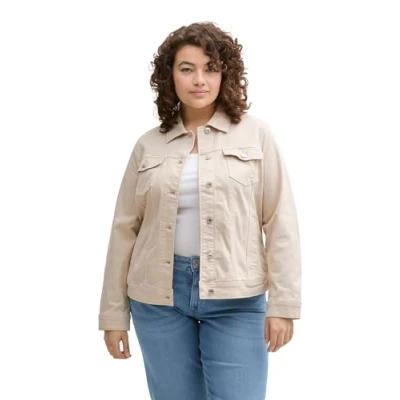 Abbildung von TOM Tailor MIT Eingriffstaschen Jeansjacke, Damen, Größe: 46, Sand stone beige