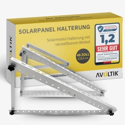 Abbildung von Avoltik Solarpanel Halterung 48 Zoll / 118cm I Solarmodul Balkonkraftwerk aus Aluminium PV Aufständerung mit verstellbarem Winkel für Dach, Balkon &amp; Boden Solarmodule