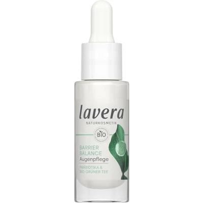 Abbildung von lavera Barrier Balance Augenpflege ohne Alkohol Parfüm feuchtigkeitsspendend stärkt Hautbarierre Präbiotika vegan Naturkosmetik 15 ml