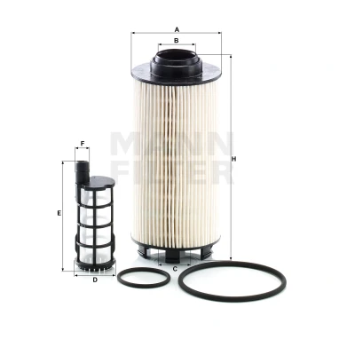 Abbildung von MANN FILTER PU 8010/1 2 x Kraftstofffilter Filtereinsatz mit Dichtung MERCEDES BENZ: ACTROS MP4, UNIMOG, ANTOS