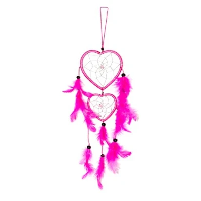 Abbildung von 40cm x 9cm Dreamcatcher 2 Ringe Knall Pink Herz Mädchen Traum
