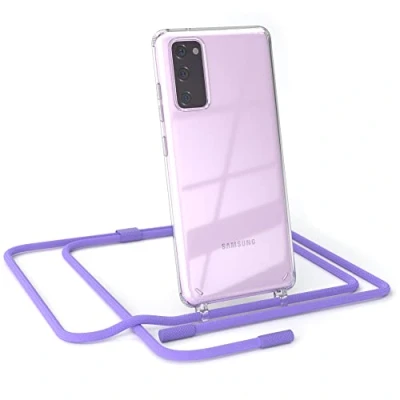 Abbildung von EAZY CASE kombinierbare Handyketten kompatibel mit Samsung Galaxy S20 FE / 5G, Transparente Silikon Hülle Band, abnehmbar durch abschraubbare Endstücke, Hülle, Riemen, Lavendel Lila