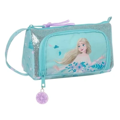 Abbildung von Frozen II Hello Spring Federmäppchen mit ausklappbarer Tasche, für Kinder, ideal Schulkinder, vielseitig einsetzbar, Qualität und Stärke, 20 x 8,5 11 cm, hellblau,