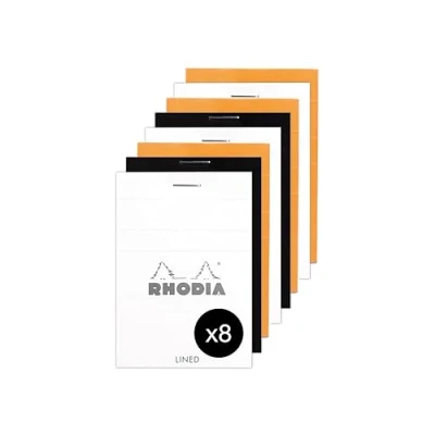 Abbildung von Rhodia 11600AMZC Set mit 8 Blöcken geheftet N11 A7 liniert 40 Blatt abtrennbar 80 g/m² 3 Farben sortiert (Orange, Schwarz &amp; Weiß)