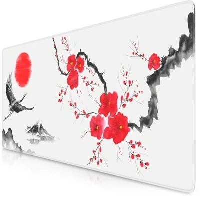 Abbildung von TITANWOLF XXL Speed Gaming Mauspad 900 x 400mm Mousepad Tischunterlage Large Size verbessert Präzision und Geschwindigkeit Ink Sakura 6