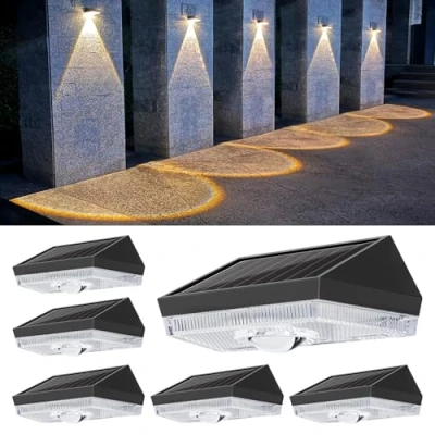 Abbildung von ELLASAY Solar Wandleuchte Aussen,10 Farbmodi Solarlampen für Außen Wand,Solarleuchten Garten Zaun,Wasserdicht Gartenleuchten mit RGB Hof Terrasse Haustüren Pool Deck Porch dachrinne 6 Pack